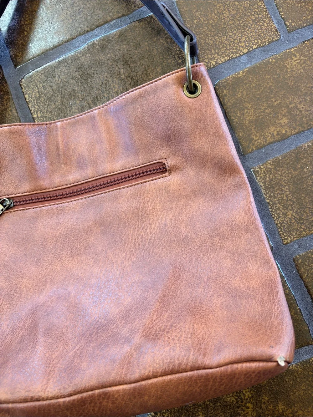Wrangler Montana West Brown Two-Tone Vegan Leather Hobo Bag